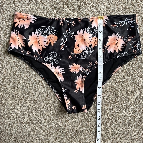 🦋 Beachsissi Black Peach Floral Swim Bottoms Beach Summer Vacation - Picture 7 of 7